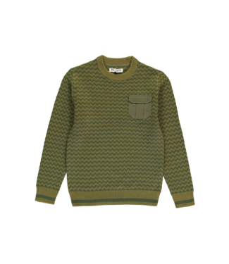 Kaki sweater zigzag streep Teens boys