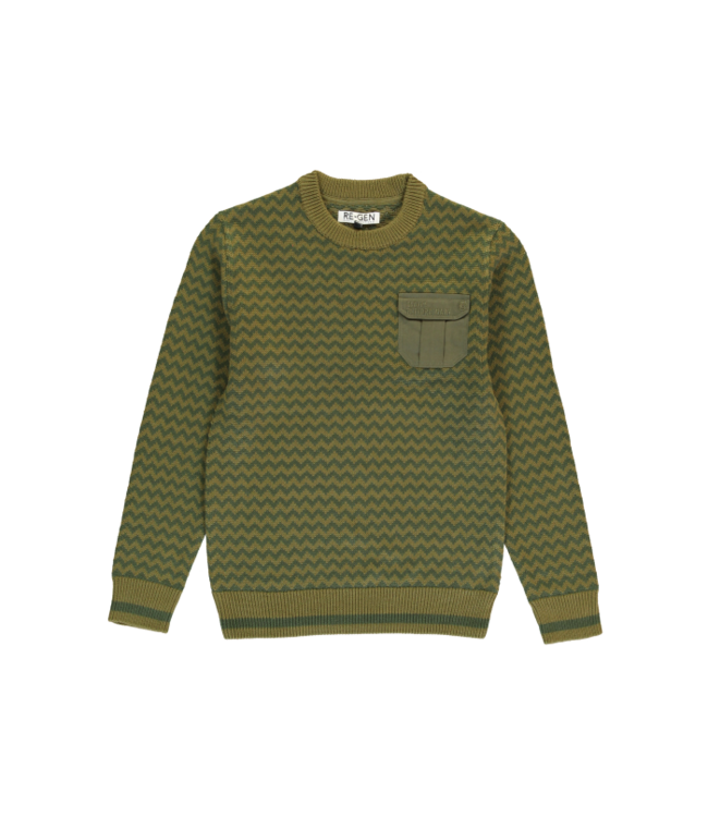 Kaki sweater zigzag streep Teens boys
