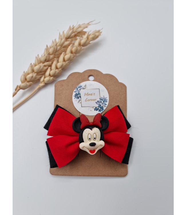 Minnie Mouse Haarstrik zwart rood 7cm