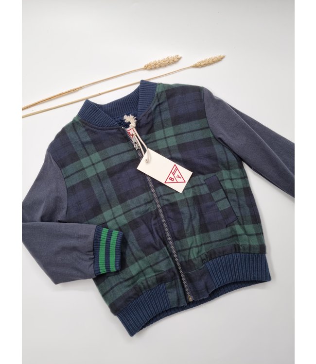Bombjacket blauw / groen geruit boys