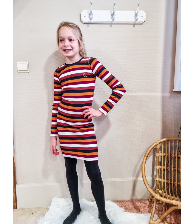 Herfstkleurig jurk stretch teens