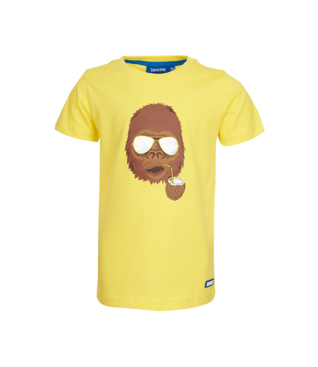 Someone Tshirt Geel coconut monkey