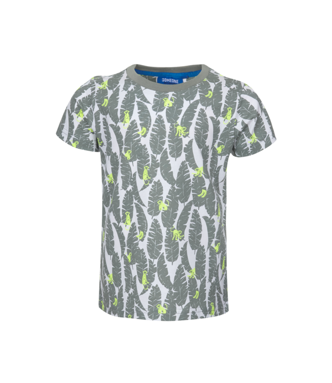 Someone Tshirt groen melange banana veren