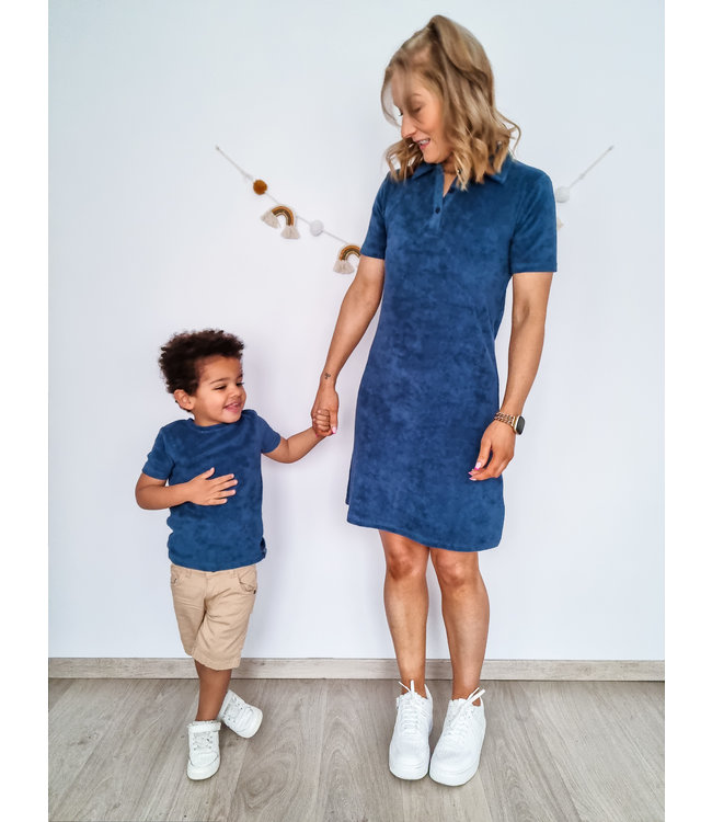 Kinderen veiling verkopen Mama jurk badstof blauw - Lis & Lou