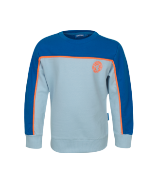 Sweater licht en hoog blauw fluo oranje lijn