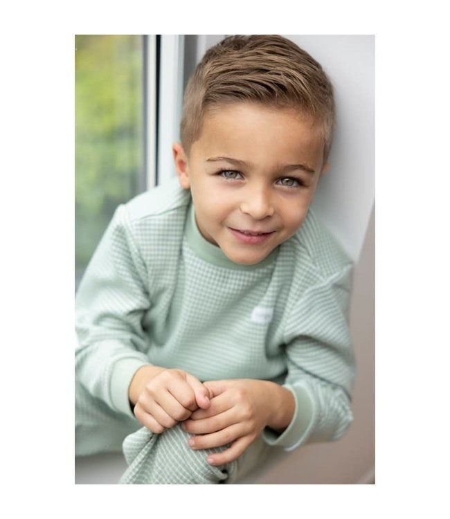 Feetje Wafelpyjama Groen Melange