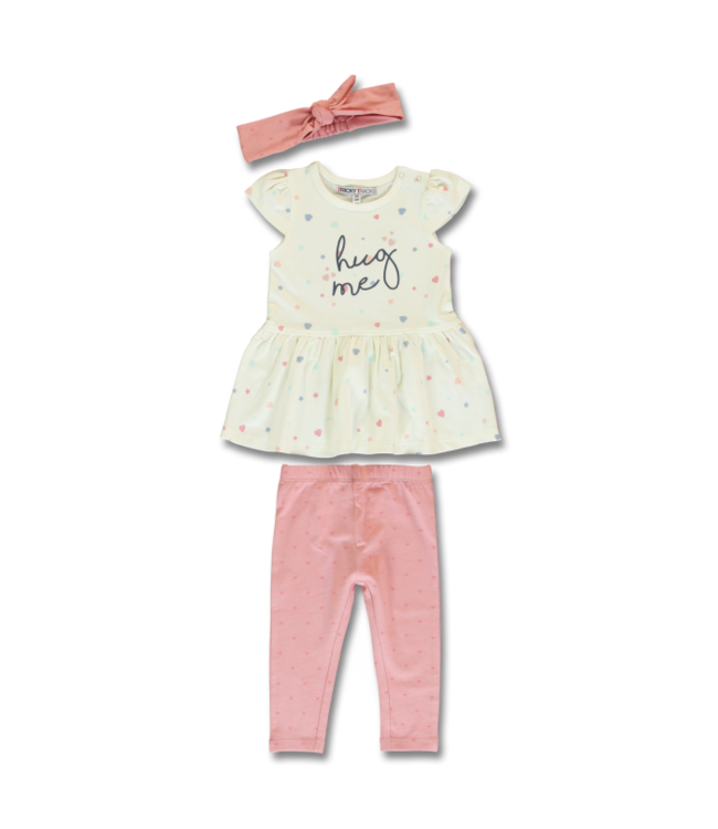 Lemon Beret Roze ecru set met haarband Hug me