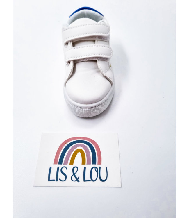 Witte sneaker velcro skater blauw
