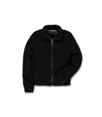 Zwart wollige jacket met rits