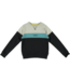 Vinrose Sweater grijs met blauwe boord