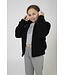 Zwart wollige jacket met rits