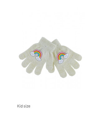 Handschoenen glitter ecru regenboog