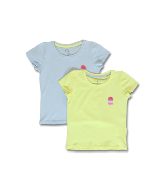 Lemon Beret Duo Pack tshirts girls ice cream geel lichtblauw