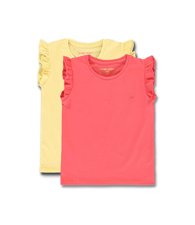 Lemon Beret Duopack Tshirts geel/ fushia