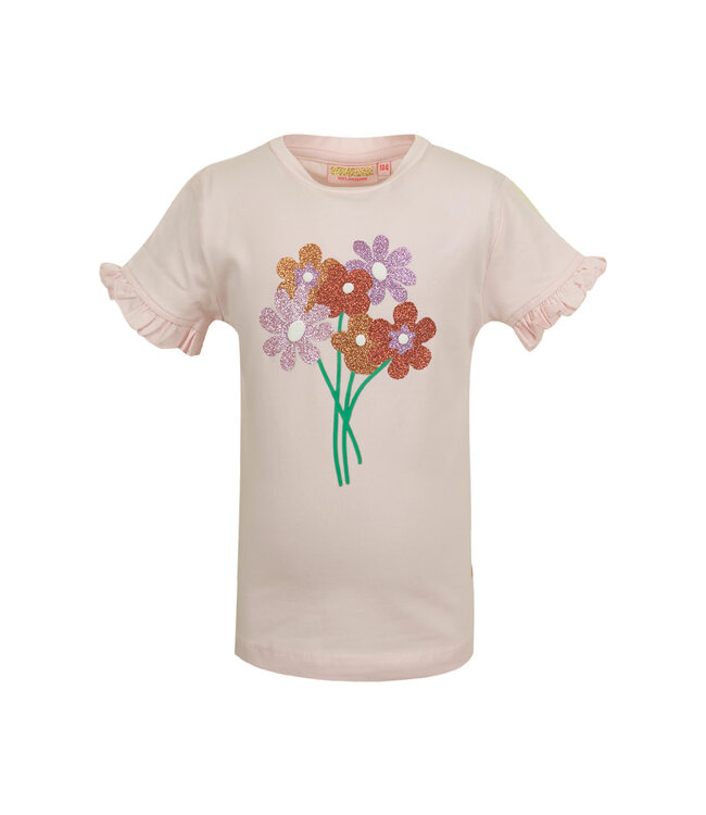 Someone T-shirt roze bloemboeket