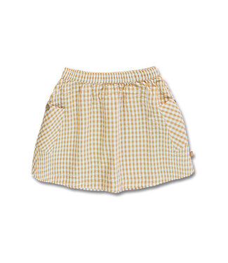 Lemon Beret Geruite rok geelbruin