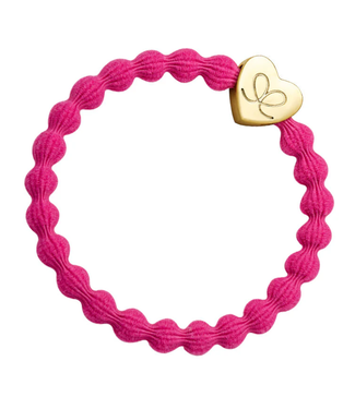 By Eloise Haar armband Gold Heart Fuchsia