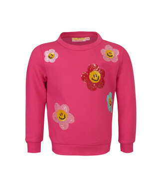 Someone Trui Smiley flowers pink