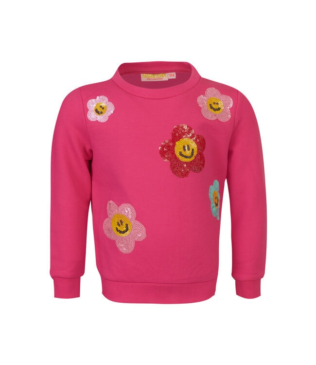 Someone Trui Smiley flowers pink