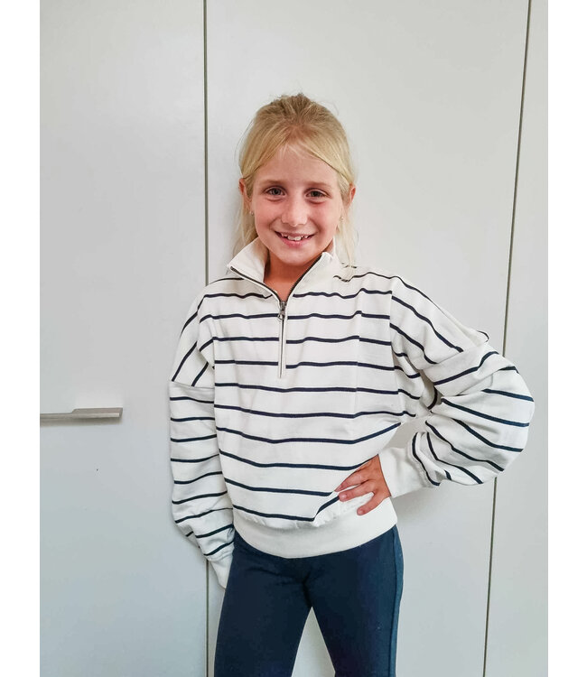 Lemon Beret Sweater girls stripes wit blauw teens