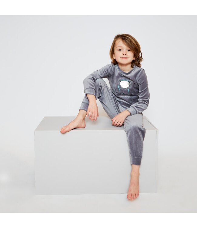 Charlie Choe Pyjama grijs velours spaceman