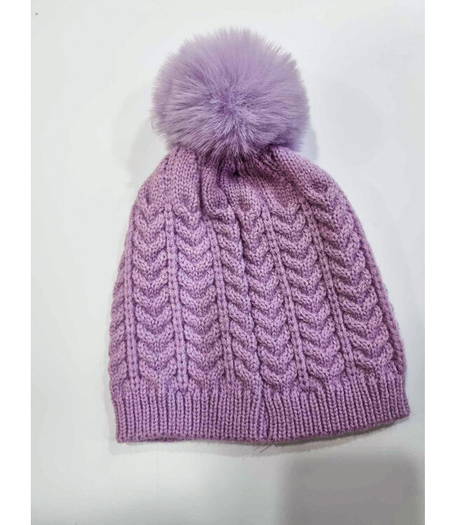 Access accessoires Muts met pompon lila 1-4 jaar