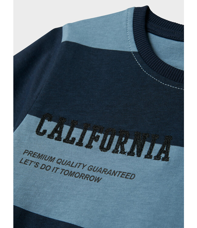 name it T-Shirt gestreept California Blauw grijs