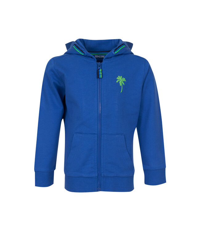 Someone Sweater kobalt blauw Cross palmboom met rits