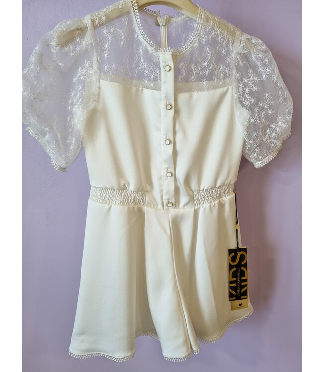 Linea Raffaelli Jumpsuit Lucie kant en pofmouw maat 128