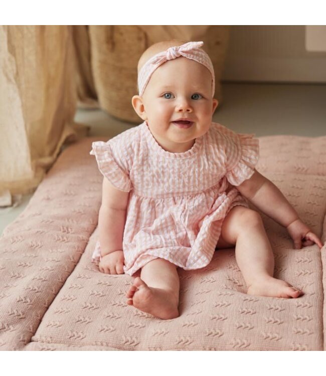 Dirkje Koraal vichy jurk met haarband