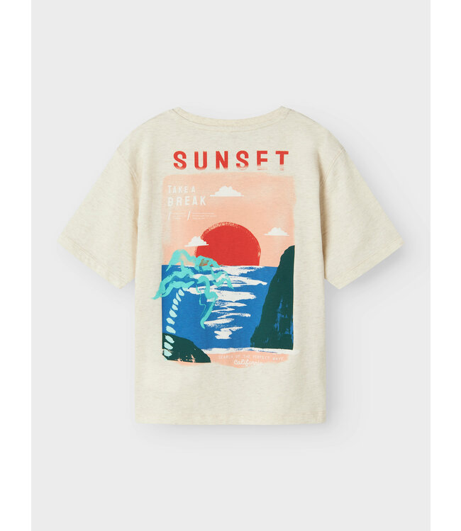 name it T-Shirt Beige melange Sunset