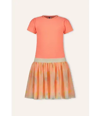 B-Nosy Fluo roze jurk multi color blossom