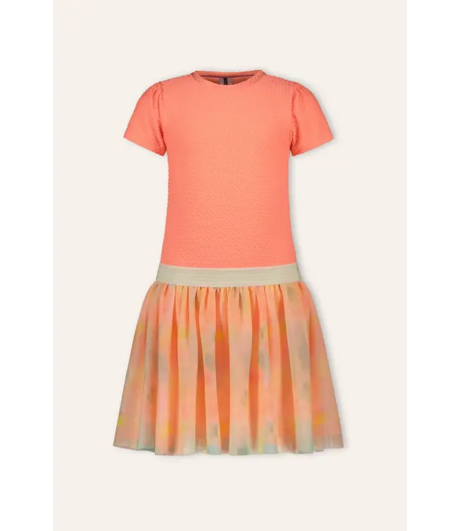 B-Nosy Fluo roze jurk multi color blossom
