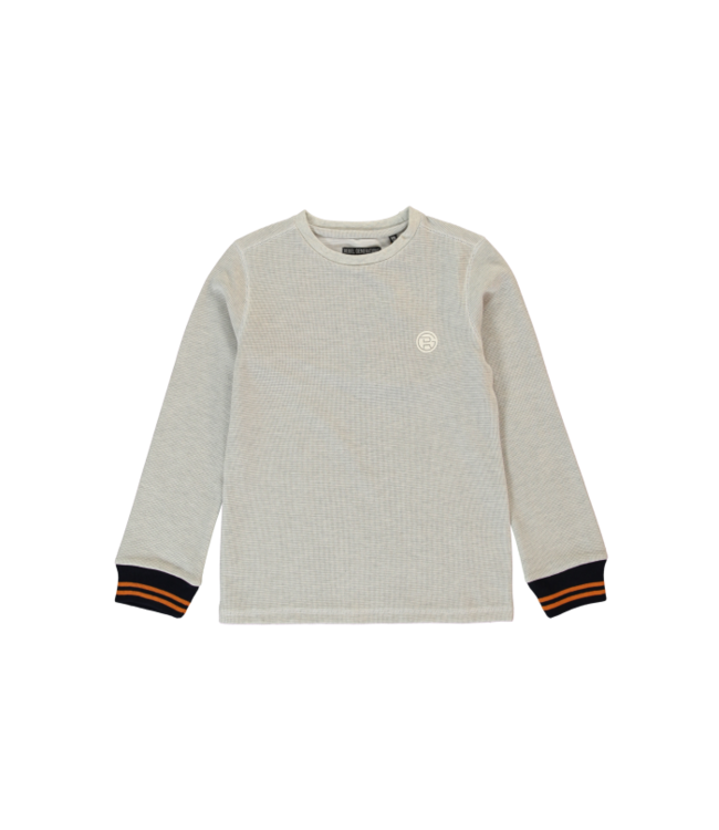 Lichtgrijze sweatshirt met oranje mouwboord