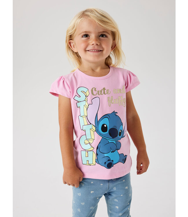 name it T-Shirt roze Stitch