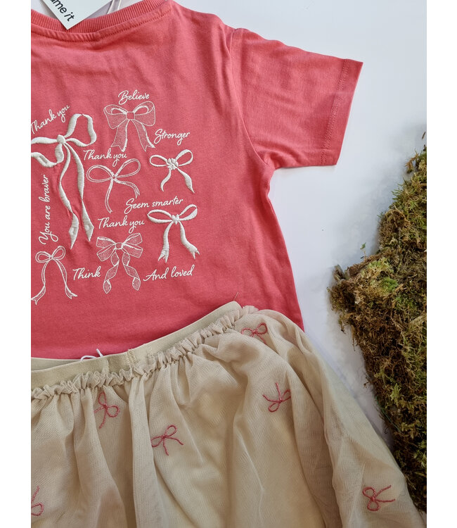 name it T-Shirt rood roze strik