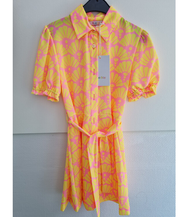 Fluo roze geel hemdjurk Dua