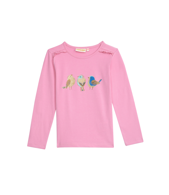 Someone Longsleeve roze vogels Cilou