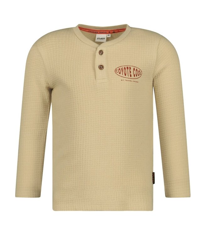 Sturdy Longsleeve donker ecru wafel chasing trails