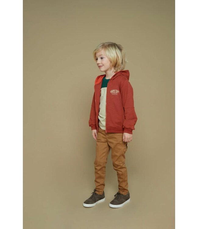 Sturdy Sweater met rits en kap roestbruin Chasing trails