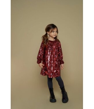 Jubel Jurk pailletten Queen of hearts Bordeaux