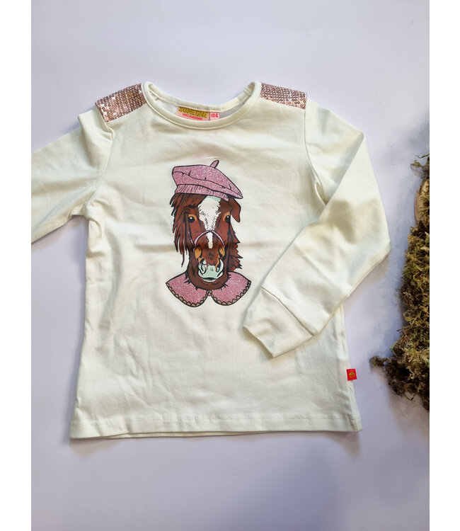 Someone Longsleeve paard Bonjour ecru