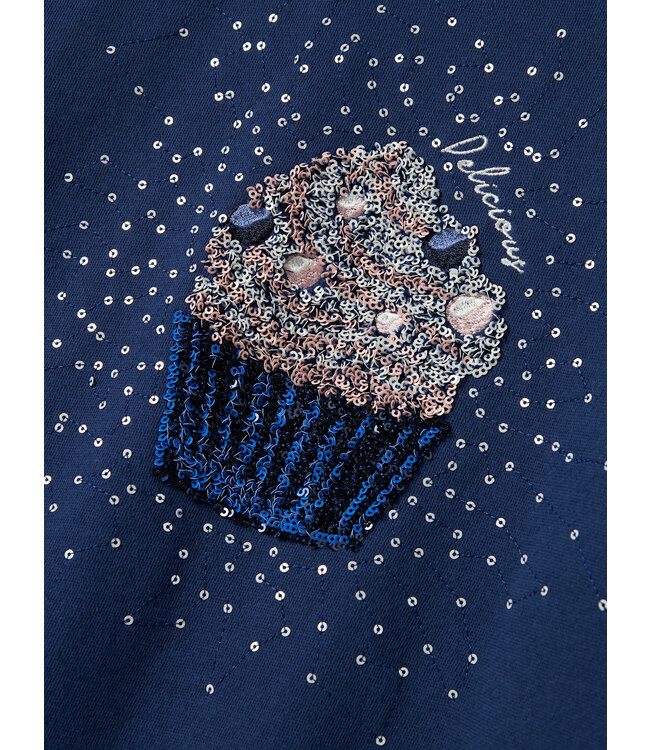 name it Sweater blauw Cupcake glitter