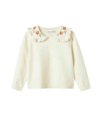 name it Knit Nelinda met bloemig kraagje ecru