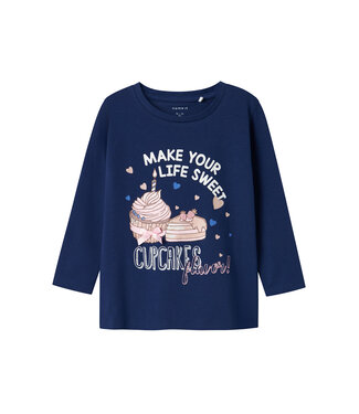 name it Longsleeve blauw sweet cupcakes
