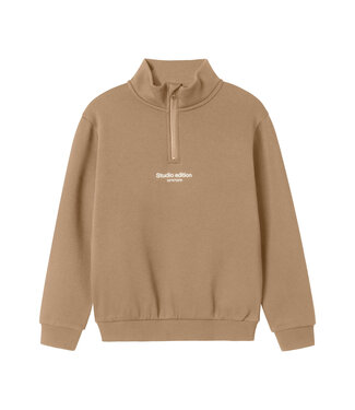 name it Sweater halve rits Cashemere bruin Studio
