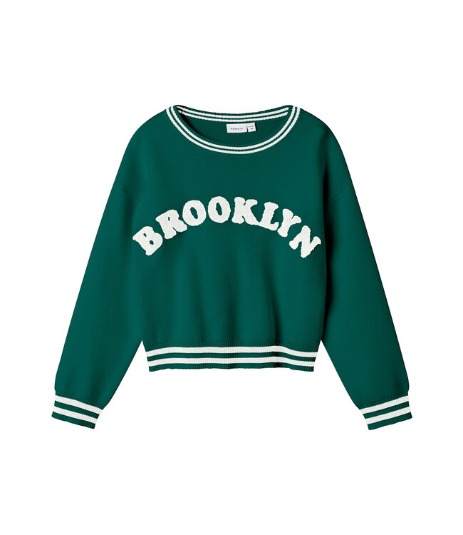 name it Sweater Brooklyn Groen witte boord