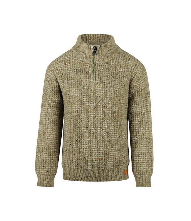 Koko Noko Sweater met kraag en rits dusty green