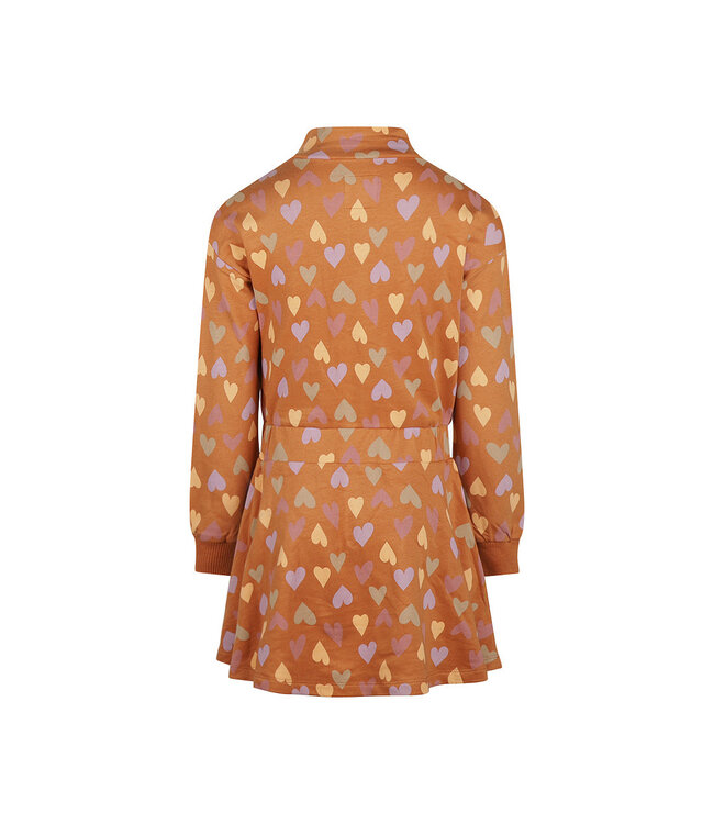 Koko Noko Jurk bruin gekleurde hartjes