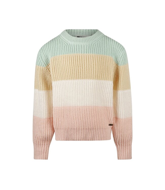 No Way Monday Gebreide multi color trui mint roze